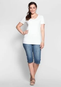 Sheego Caprijeans In Schmaler, Knielanger Form -Sheego Verkaufe 11295100053 01 SH