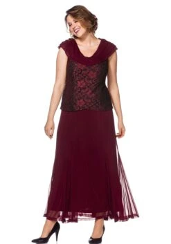 Sheego Abendkleid Mit Godetfalten Und Spitze