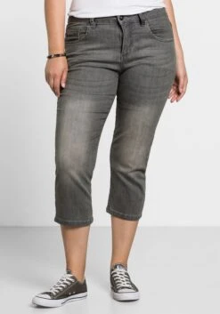 Sheego Caprijeans Mit Used-Effekten