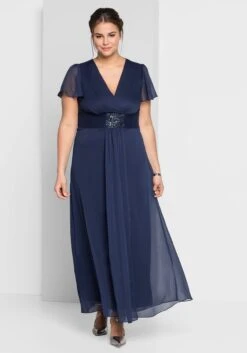 Sheego Abendkleid Mit Schmuckbrosche, In A-Linie -Sheego Verkaufe 12424100018 02E33 00 SH