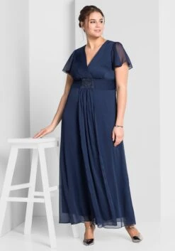 Sheego Abendkleid Mit Schmuckbrosche, In A-Linie
