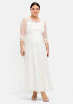 Sheego Abendkleid Mit Spitzenapplikationen In Corsagenoptik