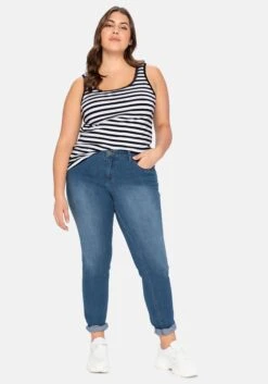 Sheego Schmale Stretch-Jeans Mit Waschung