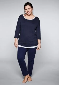 Sheego Sweatshirt Mit 3/4-Arm Und Rundhalsausschnitt -Sheego Verkaufe 13117600018 02L26 01 SH