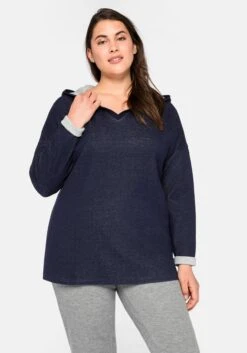 Sheego Sweatshirt Mit V-Ausschnitt Und Kapuze