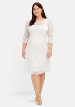 Sheego Spitzenkleid Mit Wellensaum; Knielang -Sheego Verkaufe 13497500011 04SLT 02 SH