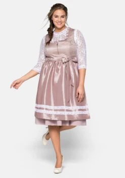 Sheego Dirndl 3-teilig Mit Schürze Und Spitzenbluse