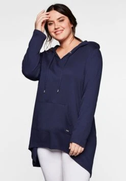 Sheego Longsweatshirt Mit Kängurutasche, Im Vokuhila-Schnitt