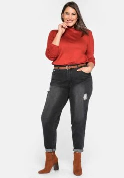 Sheego Mom-Jeans Mit Destroyed-Effekten Und Formbund -Sheego Verkaufe 13727700341 03GZ2 02 SH