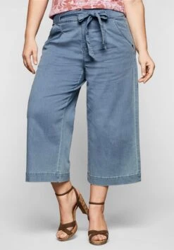 Sheego Jeans-Culotte Mit High-Waist-Bund Und Bindegürtel