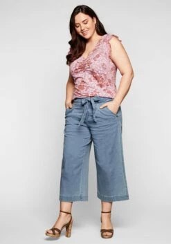 Sheego Jeans-Culotte Mit High-Waist-Bund Und Bindegürtel -Sheego Verkaufe 13836500328 03TY6 01 SH