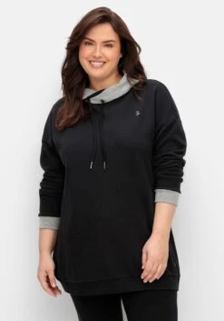 Sheego Sweatshirt Mit Weitem Kragen Und Kontrastdetails