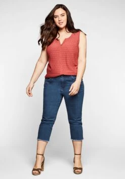 Sheego Slim Fit Jeans In 3/4-Länge, Mit Fransen Am Saum -Sheego Verkaufe 13939800053 03UIR 01 SH