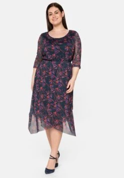 Sheego Cocktailkleid Aus Mesh, Mit Zipfelsaum