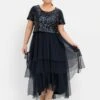 Sheego Abendkleid Mit Lose Fallendem Paillettenoberteil