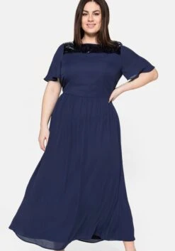 Sheego Abendkleid Aus Chiffon, Mit Pailletten-Einsatz -Sheego Verkaufe 14017300018 03XLI 02 SH