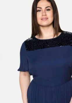 Sheego Abendkleid Aus Chiffon, Mit Pailletten-Einsatz -Sheego Verkaufe 14017300018 03XLJ 02 SH