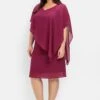 Sheego Cocktailkleid Mit Asymmetrischem Cape, Aus Chiffon