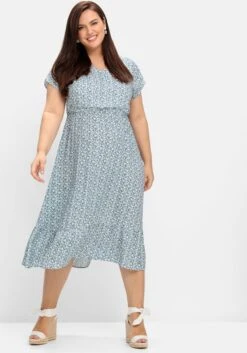 Sheego Kleid Mit V-Ausschnitt Und Blumendruck