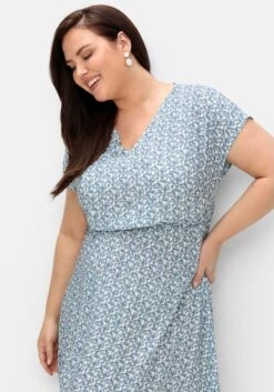 Sheego Kleid Mit V-Ausschnitt Und Blumendruck -Sheego Verkaufe 14043301492 04PZ6 01 SH