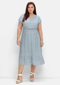 Sheego Kleid Mit V-Ausschnitt Und Blumendruck -Sheego Verkaufe 14043301492 04PZ7 02 SH