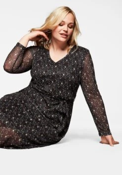 Sheego Mesh-Kleid Mit Millefleurs-Druck Und Bindegürtel -Sheego Verkaufe 14090001491 04507 00 SH