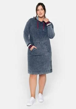 Sheego Sweatkleid Mit Kängurutasche, In Denim-Optik