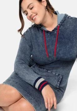 Sheego Sweatkleid Mit Kängurutasche, In Denim-Optik -Sheego Verkaufe 14179400047 047Z4 02 SH