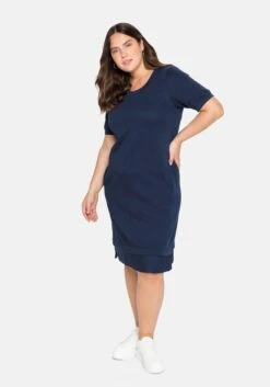 Sheego Sweatkleid Mit Satineinsatz Am Saum