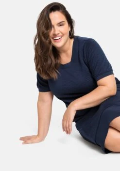 Sheego Sweatkleid Mit Satineinsatz Am Saum -Sheego Verkaufe 14179900018 049SI 02 SH