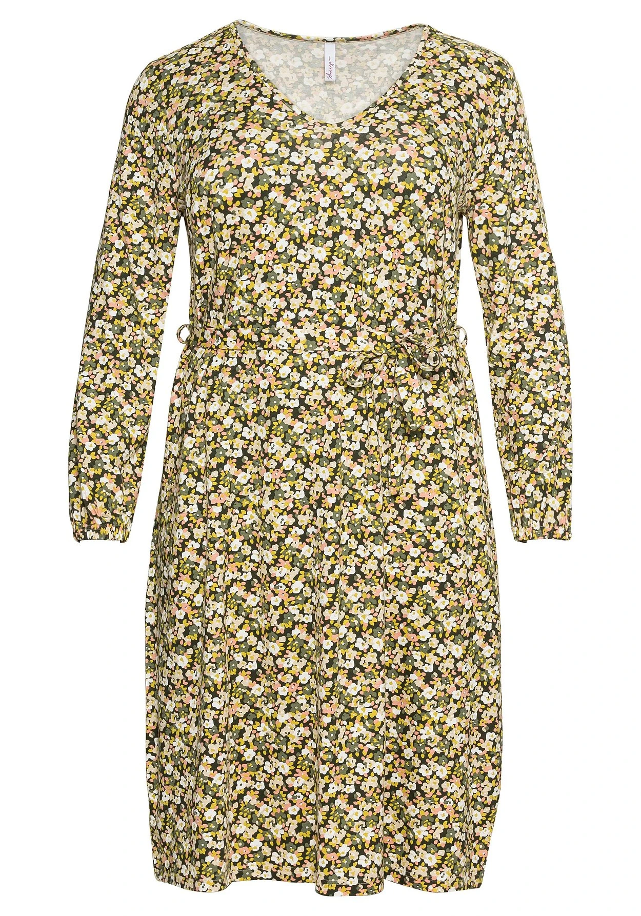 Sheego Jerseykleid Mit Millefleurs-Druck Und V-Ausschnitt 3 Sheego Jerseykleid Mit Millefleurs-Druck Und V-Ausschnitt – Bild 3