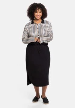 Sheego Blusenkleid Mit Knopfleiste Und Streifen