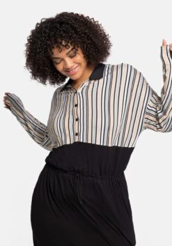 Sheego Blusenkleid Mit Knopfleiste Und Streifen -Sheego Verkaufe 14181000289 04996 02 SH