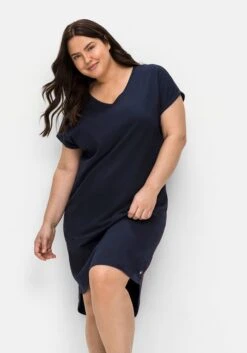 Sheego Relax-Shirtkleid Mit V-Ausschnitt, Aus Interlock -Sheego Verkaufe 14181600018 04L8Y 02 SH