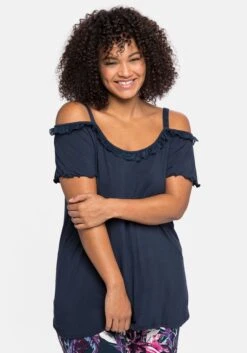 Sheego Strandshirt Im Carmen-Stil Mit Flügelärmeln