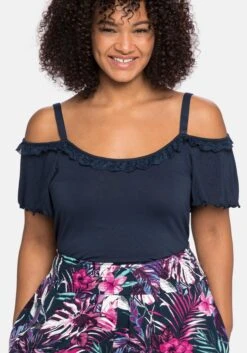 Sheego Strandshirt Im Carmen-Stil Mit Flügelärmeln -Sheego Verkaufe 14190000035 049JK 02 SH