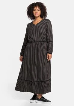 Sheego Maxikleid Mit Streifen Und Zierblenden