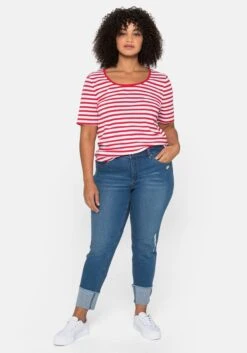 Sheego Schmale Jeans Mit Destroyed-Effekten Und Saumumschlag -Sheego Verkaufe 14231400327 048IP 02 SH