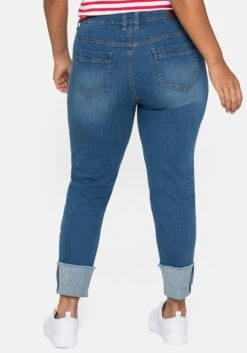 Sheego Schmale Jeans Mit Destroyed-Effekten Und Saumumschlag -Sheego Verkaufe 14231400327 048IQ 02 SH