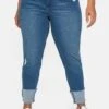 Sheego Schmale Jeans Mit Destroyed-Effekten Und Saumumschlag