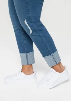 Sheego Schmale Jeans Mit Destroyed-Effekten Und Saumumschlag -Sheego Verkaufe 14231400327 048IV 02 SH