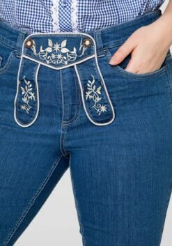 Sheego Trachtenjeans In 7/8-Länge, Mit Latz Und Stickerei -Sheego Verkaufe 14240600053 04A59 02 SH