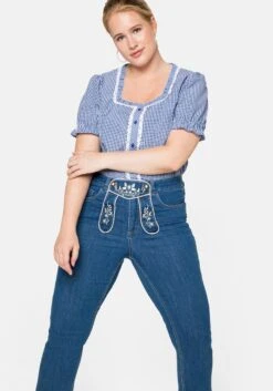 Sheego Trachtenjeans In 7/8-Länge, Mit Latz Und Stickerei -Sheego Verkaufe 14240600053 04A5A 02 SH