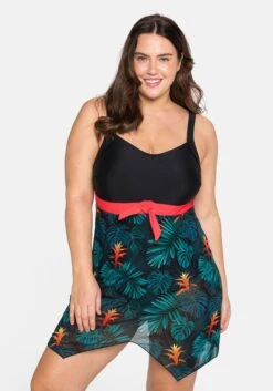 Badekleid Mit Rock Aus Mesh, Mit Shaping-Effekt