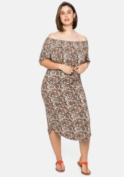 Sheego Strandkleid Mit Bindeband Und Carmenausschnitt