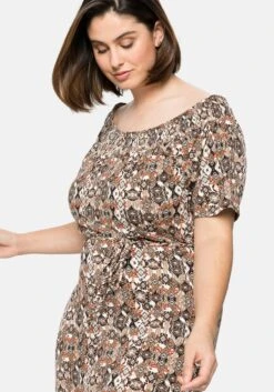 Sheego Strandkleid Mit Bindeband Und Carmenausschnitt -Sheego Verkaufe 14257702004 04A34 00 SH