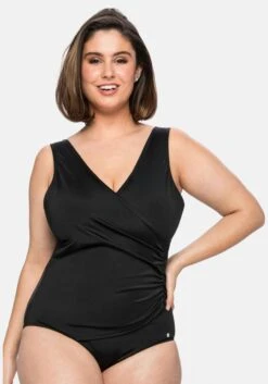 Sheego Badeanzug In Wickeloptik, Mit Wattierten Cups