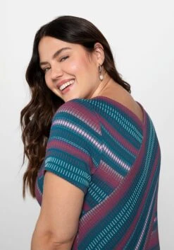 Strickkleid In Wickeloptik, Mit Multicolor-Streifen -Sheego Verkaufe 14263501863 048SC 02 SH