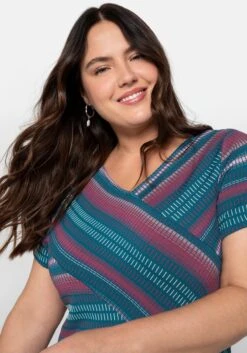 Strickkleid In Wickeloptik, Mit Multicolor-Streifen -Sheego Verkaufe 14263501863 048SE 02 SH