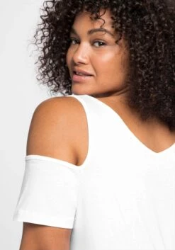 Sheego Strandshirt Mit V-Ausschnitt, Im Schulterfreien Look -Sheego Verkaufe 14268700010 049WQ 02 SH